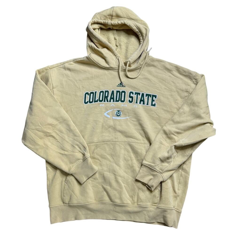 COLORADO STATE RAMS M MEDIUM HOODIE HOODY BEIGE BROWN YELLOW JACKET USED y2k
